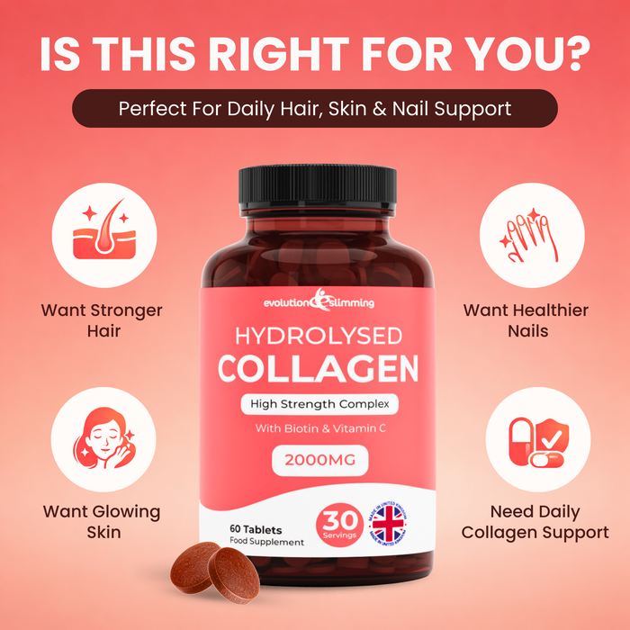 Hydrolysed Collagen High Strength 2,000mg for Hair, Skin & Nails + Vitamin C & Biotin