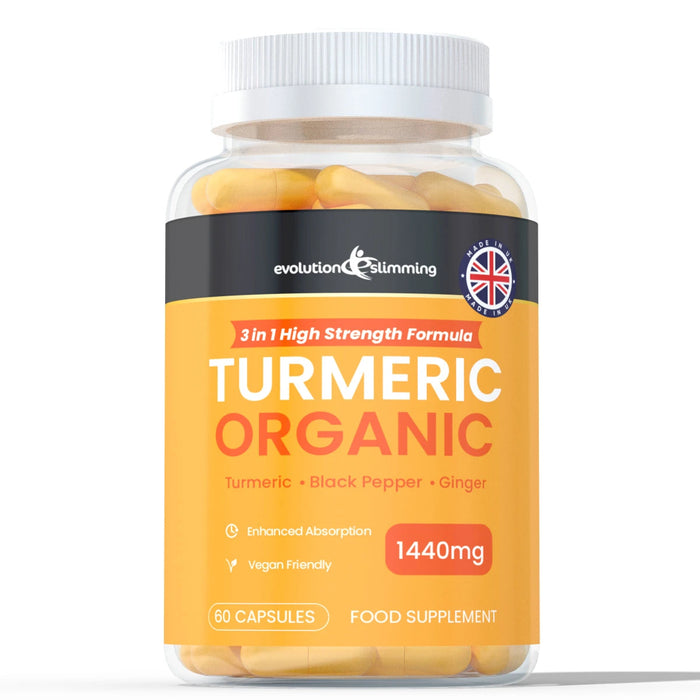 Organic Turmeric Capsules 1440mg – High-Strength Turmeric, Ginger & Black Pepper Evolution Slimming