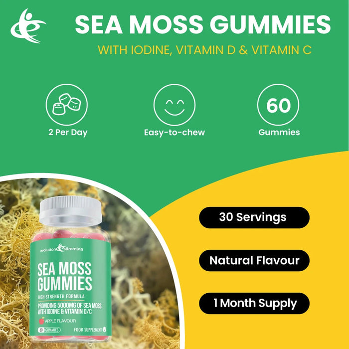 Sea Moss Gummies with Iodine, Vitamin C & Vitamin D -  Anti-Inflammatory & Immunity Support Evolution Slimming